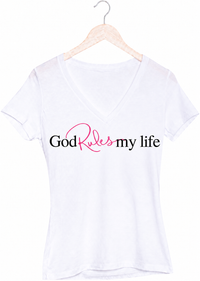 God Rules my life  V-Neck T-shirt