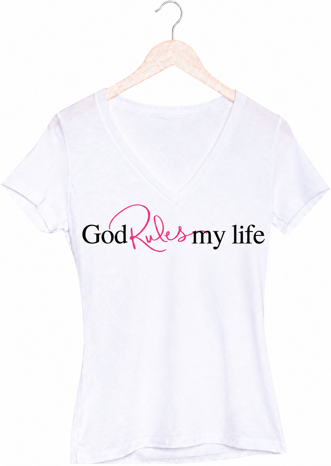 God Rules my life  V-Neck T-shirt