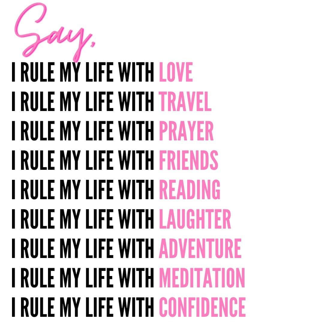 I Rule My Life V Neck Signature T-Shirt - Black