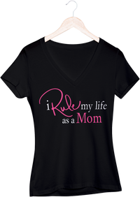 I Rule My Life as a Mom, V-Neck T-Shirt - White