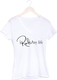 I Rule My Life V Neck Signature T-Shirt - White